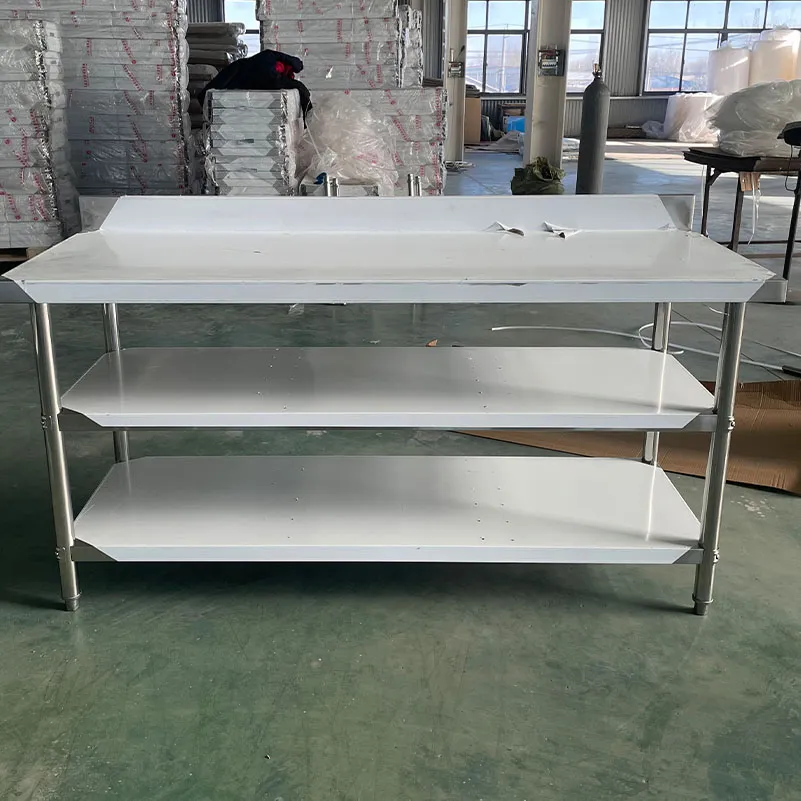 Food Prep Rust Proof Stainless Steel Triple Layer Worktable with Backsplash