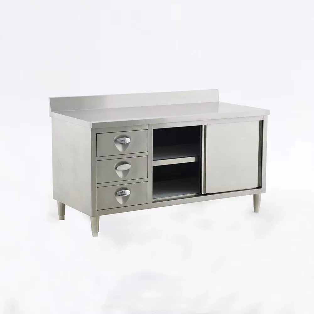 Stainless Steel Worktable with Storage Cabinet Prep Workstation for Restaurants Hotels