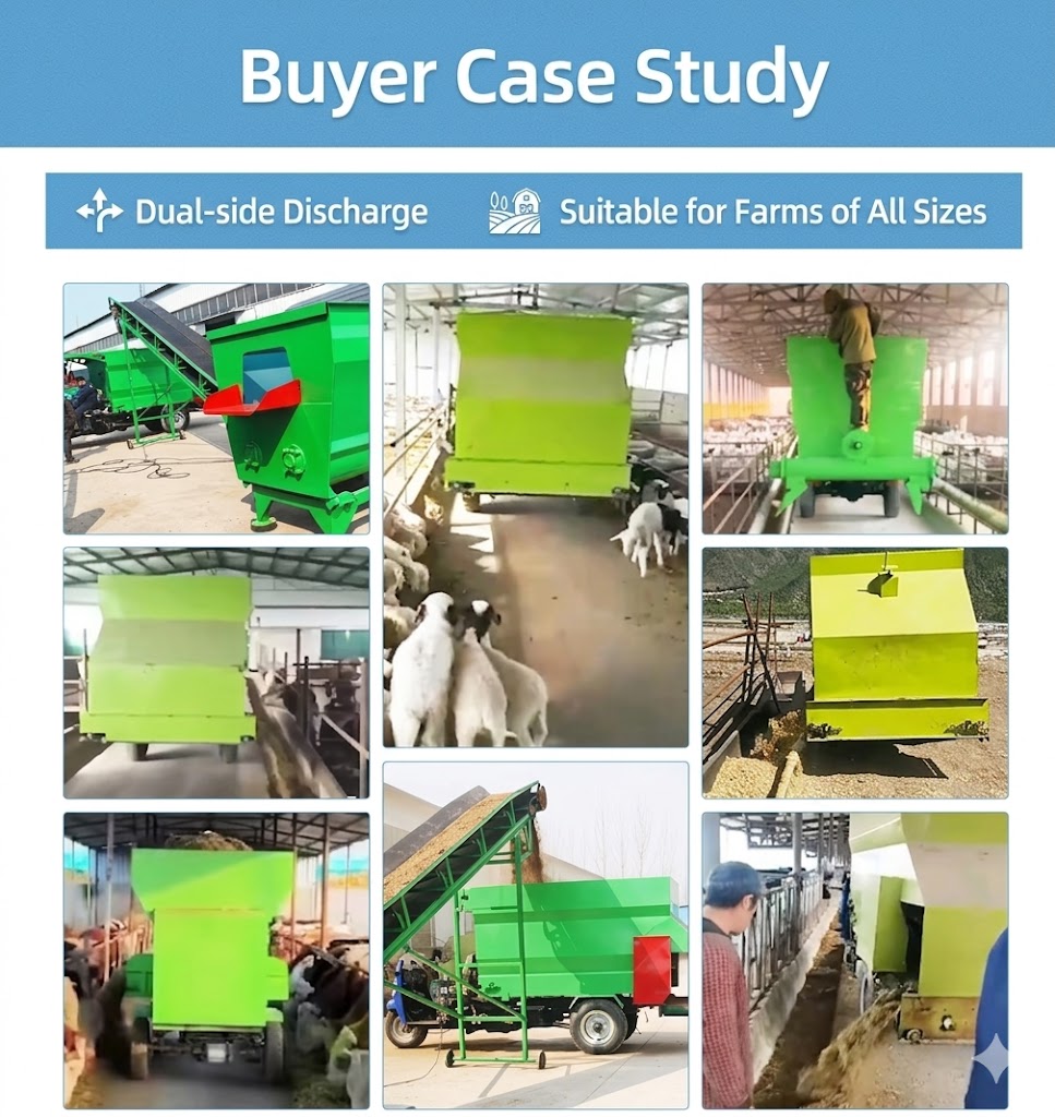 HUIFU TMR Feed Mixer Wagon Self-Propelled Three-Wheel Feed Mixing Machine for Dairy Farm Cattle Feeding