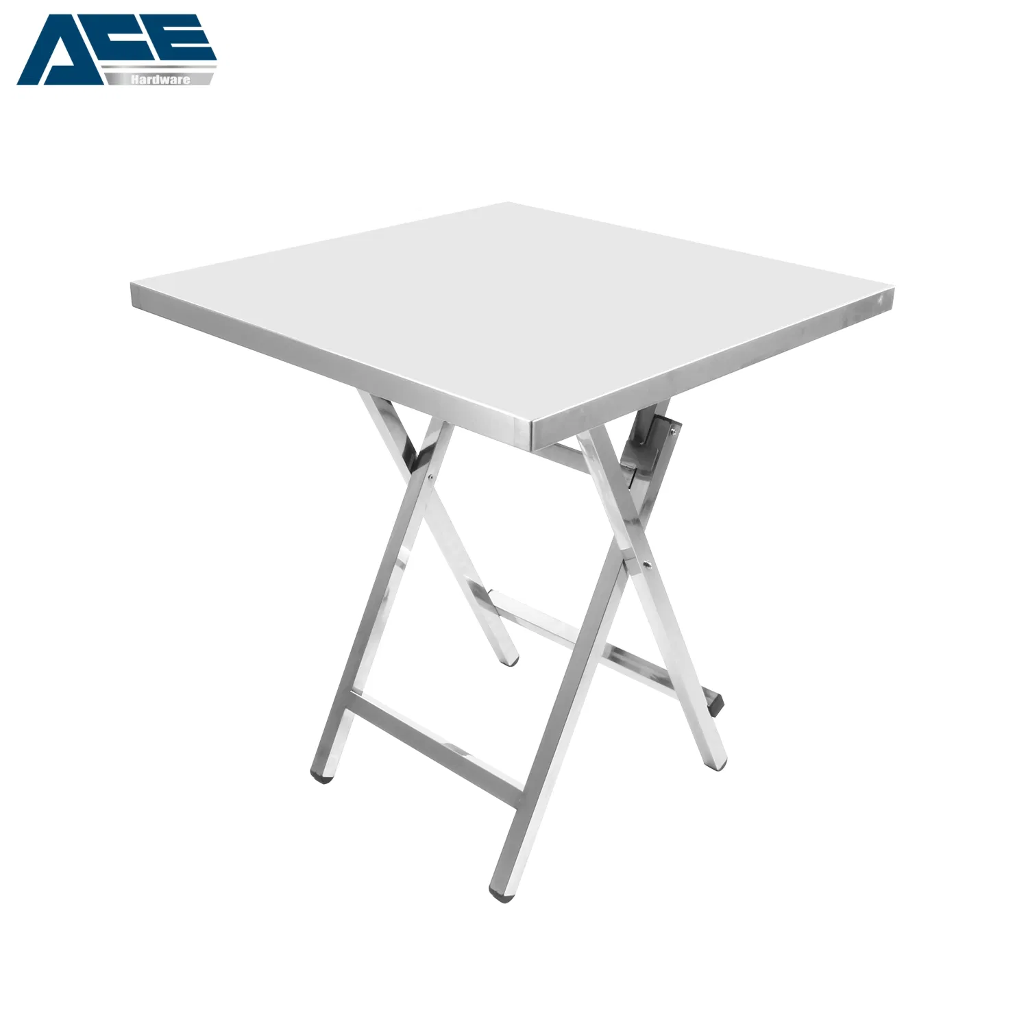 201 Stainless Steel Folding Workbench Durable Commercial Prep Table with Storage Shelf