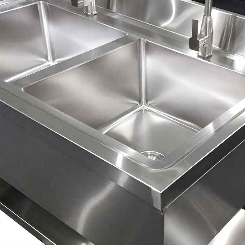 Restaurant 304 316 Stainless Steel Kitchen Sinks Wash Basin Double Bowl Free Standing Commercial Sink Three Compartment Sink