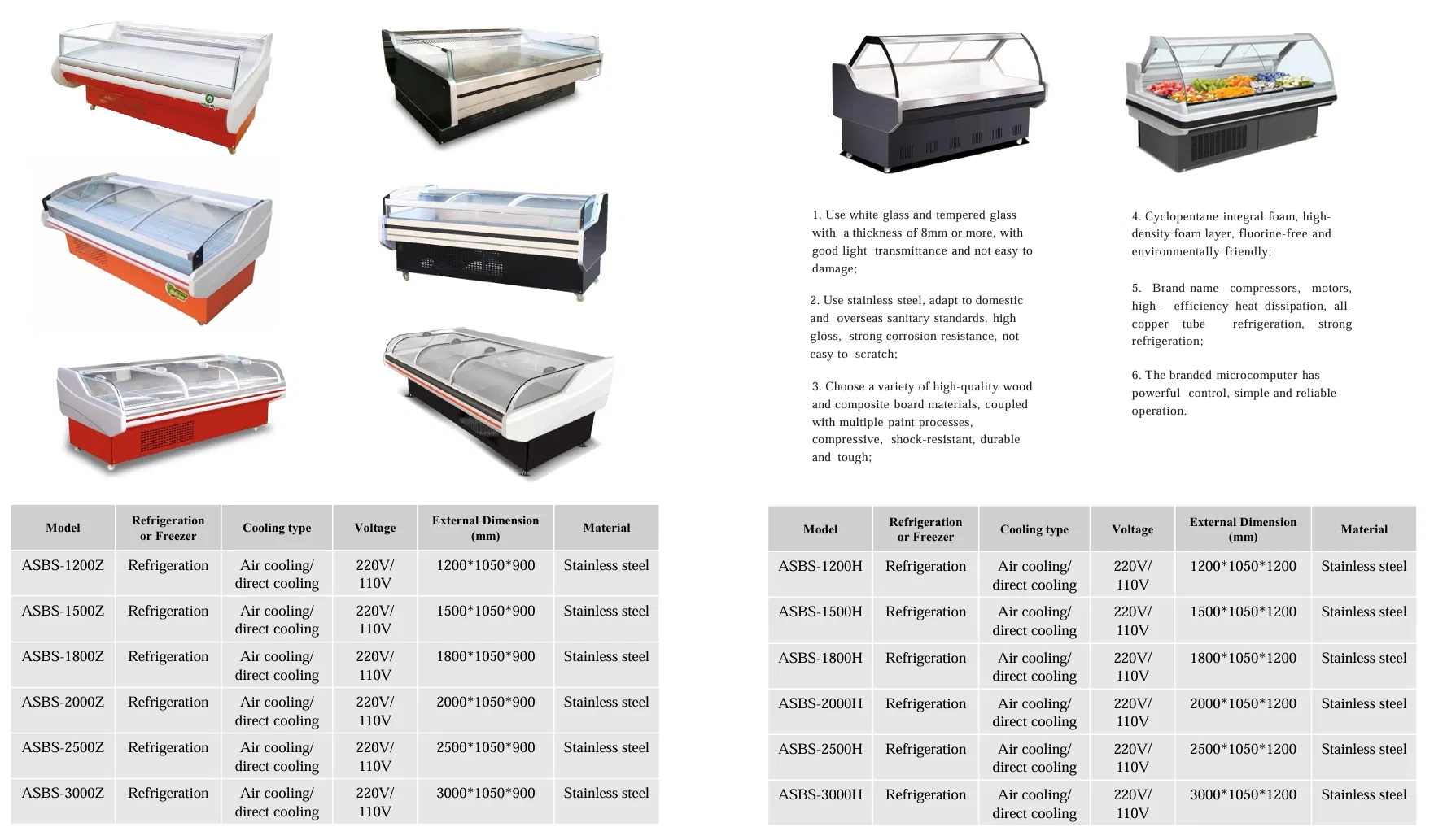 Meat Display Meat Display Freezer Meat Counter Display Refrigerator Butcher Chiller Fish Deep Freezer Single-Temperature CE