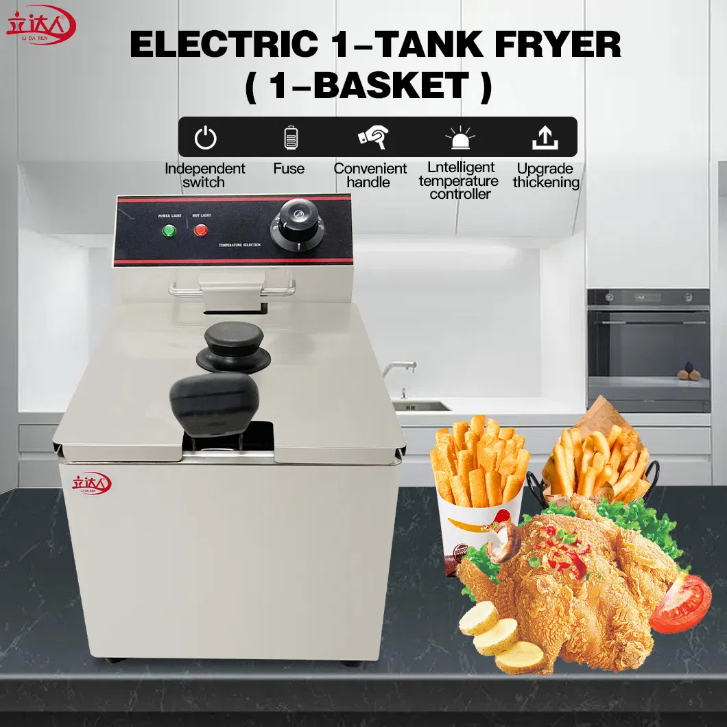 Ld-8L CE Approved Commercial One-Cylinder One-Basket Deep Fryer for Chips &amp; Wings