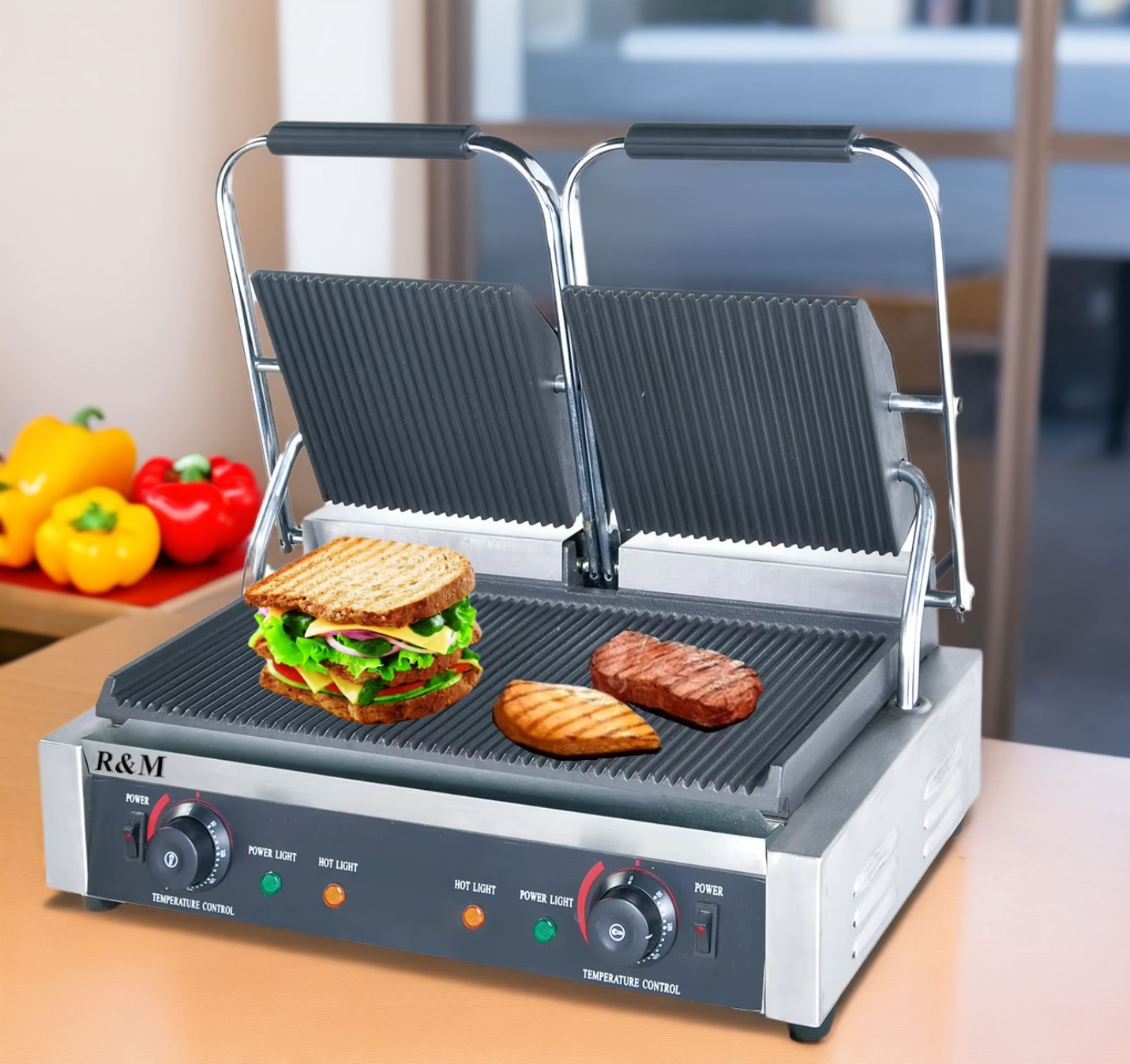 Commercial Price Sanduicheira Burger Griddle Hamburger Sandwich Maker Gas Electric Indoor Contact Grill and Panini Press Machine