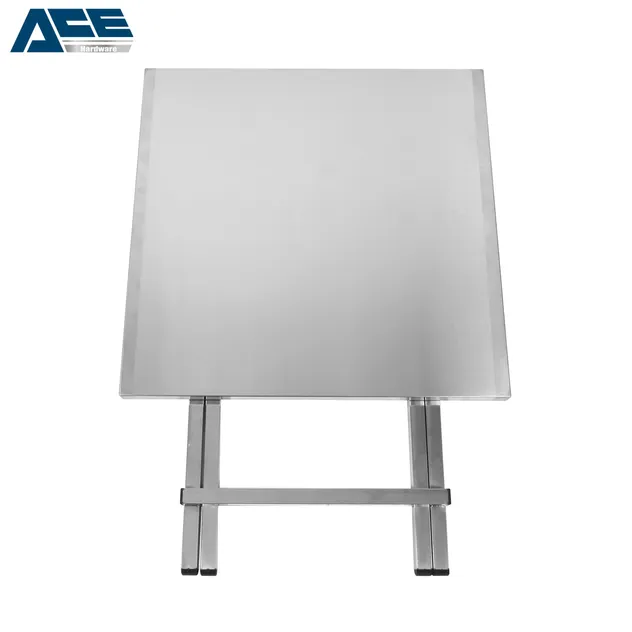 201 Stainless Steel Folding Workbench Durable Commercial Prep Table with Storage Shelf