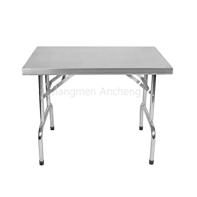 201 Stainless Steel Folding Workbench Durable Commercial Prep Table with Storage Shelf