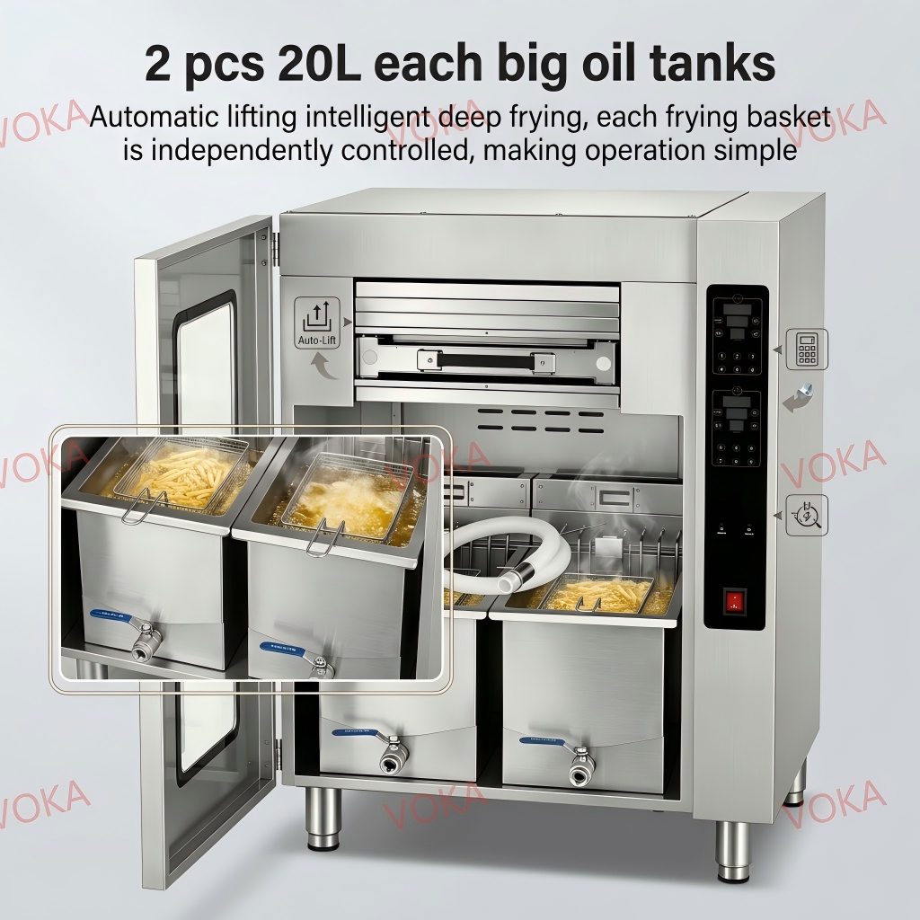 Ventless Deep Fryer with No Extra Fume Purification Equipment Needed 8-Stage Fume Purification No Exhaust Fumes