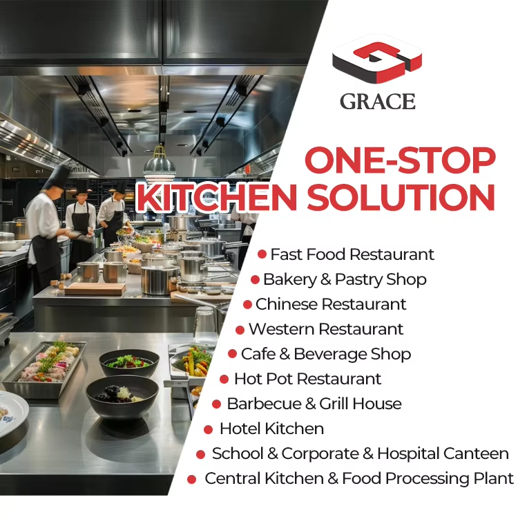GRACE Stainless Steel Commercial Kitchen Equipment Set, Ideal for Fast Food Restaurant, Industrial Kitchen and Catering