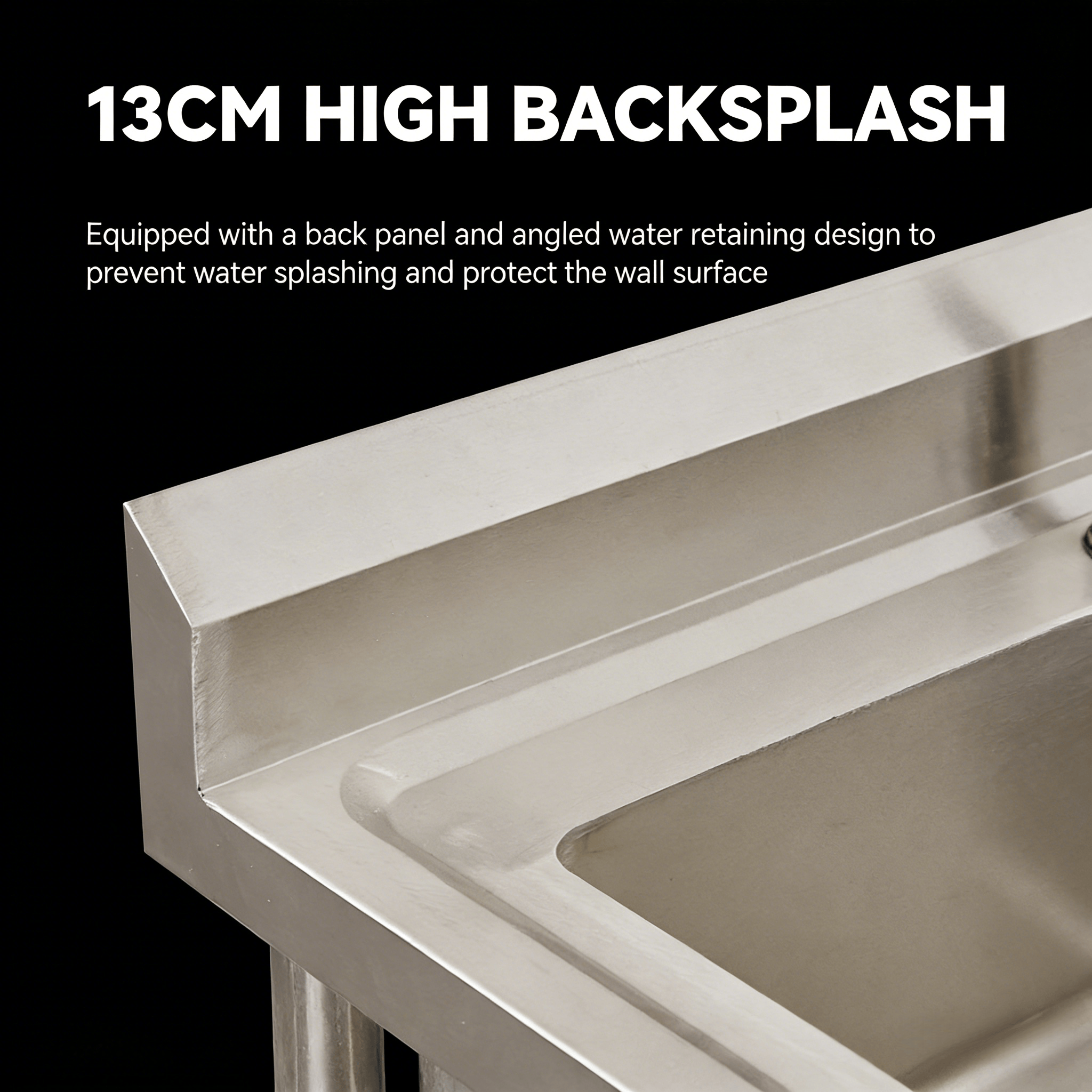 Three Compartment Thickened 304 Commercial Stainless Steel Sink For Vegetable Washing Hand Washing And Dishwashing