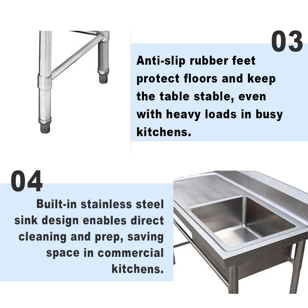 Double-Layer Stainless Steel Worktable - Dimension Detail