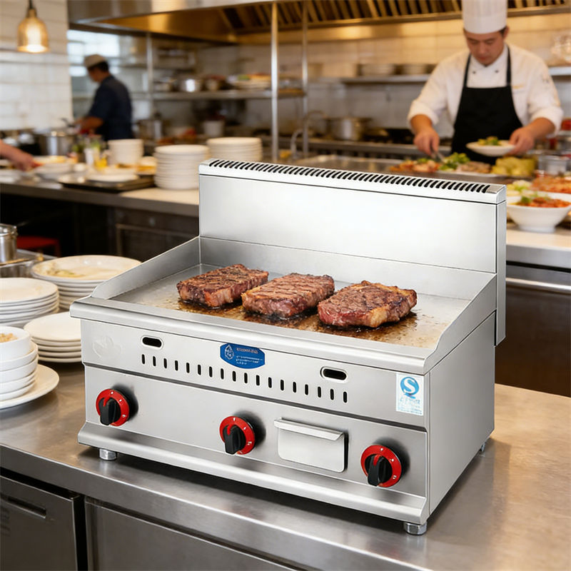 HELAXEN Gas-Electric Integrated Teppanyaki Griddle for Stall Use | Steak Squid Pancake Cooking Equipment