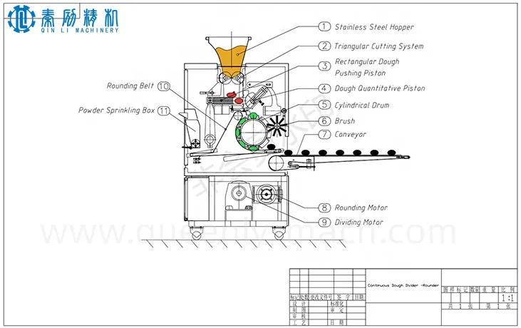 Dough divider rounder process detail