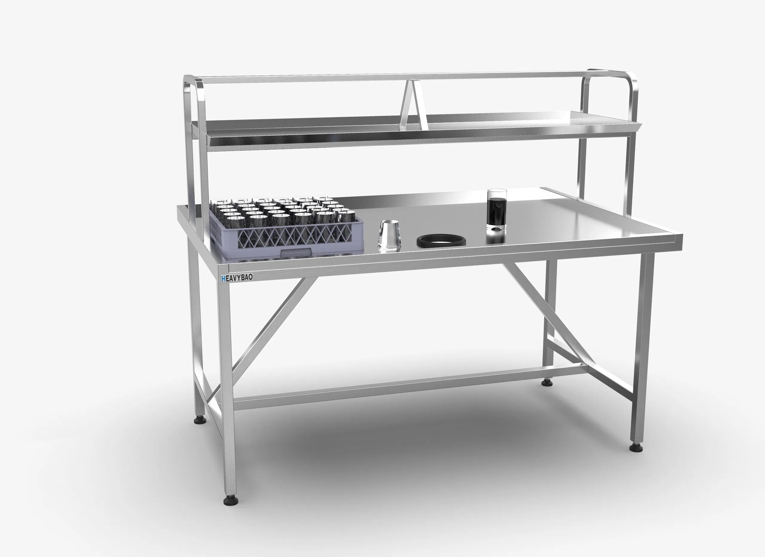 Heavybao Stainless Steel Commercial Worktop Worktable with Sloped Shelf for Racks and for Prep Washing