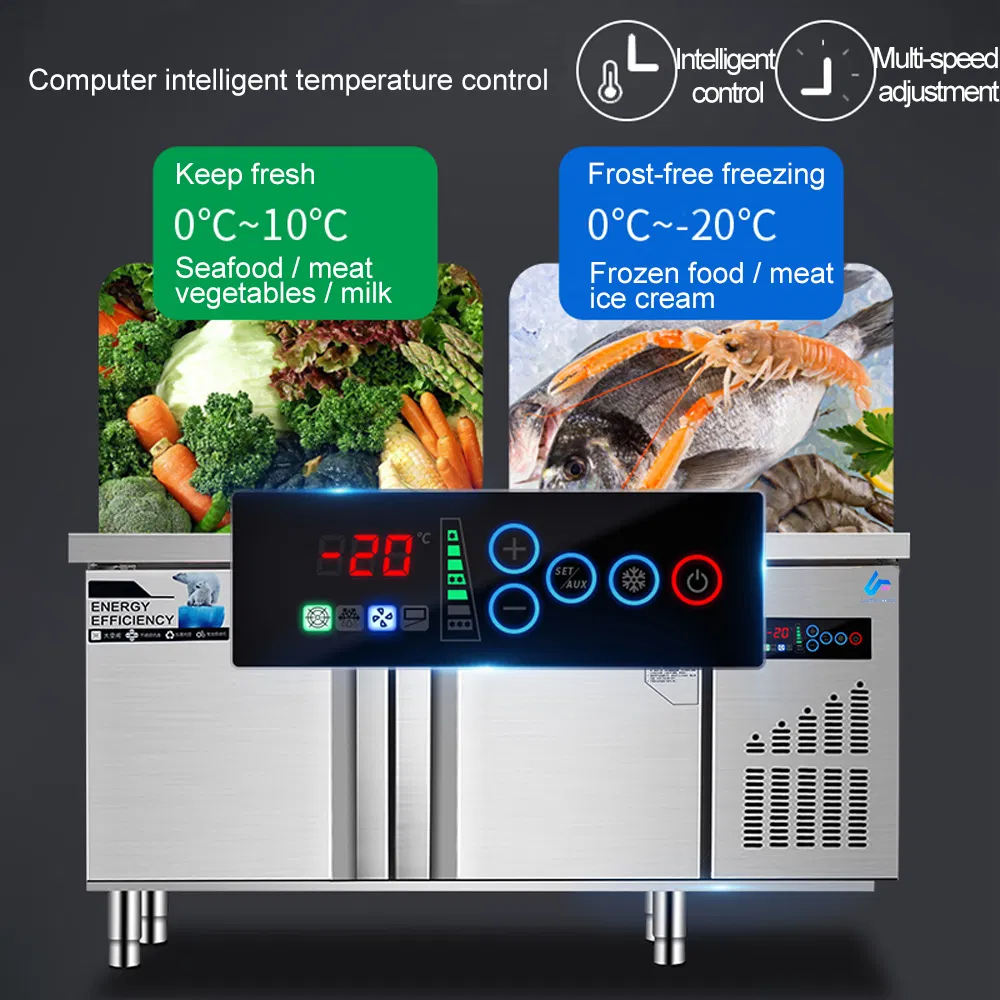 Food Prep Workbench Stainless Steel Kitchen Under Counter Refrigerating Worktable