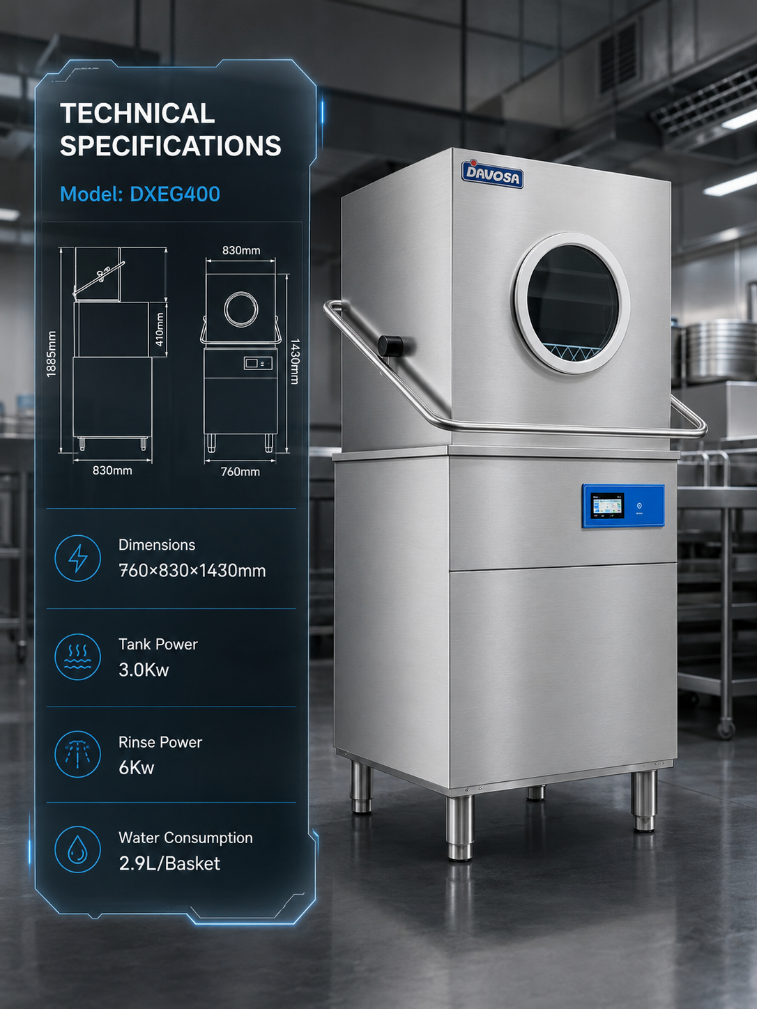 Commercial Dishwasher Specification Details