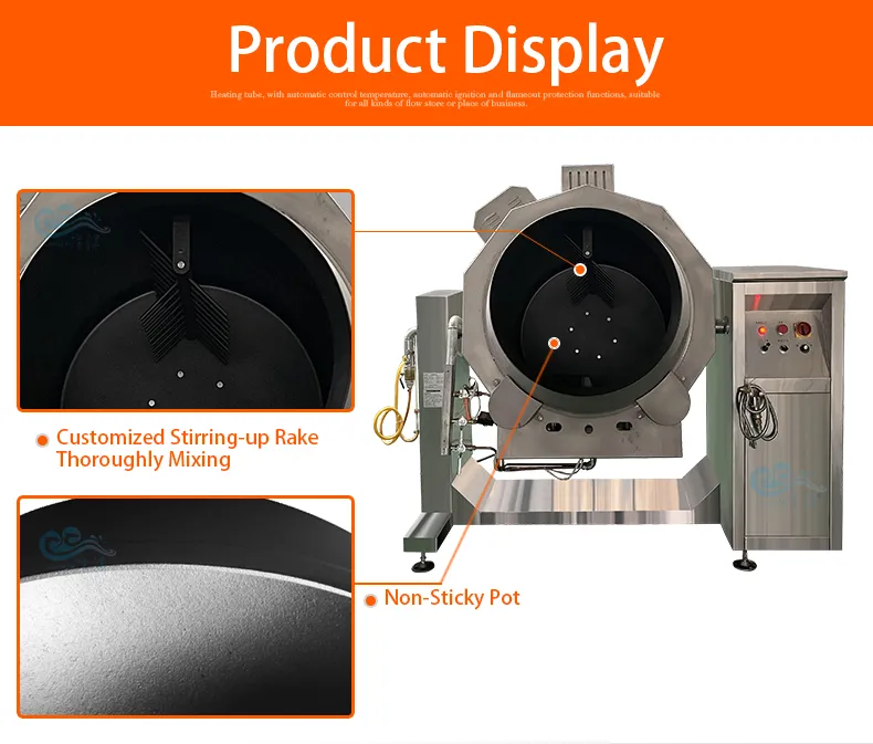Gas Heating Cooking Machine Robot Automatic Hotel Cooking Pot with Mixer