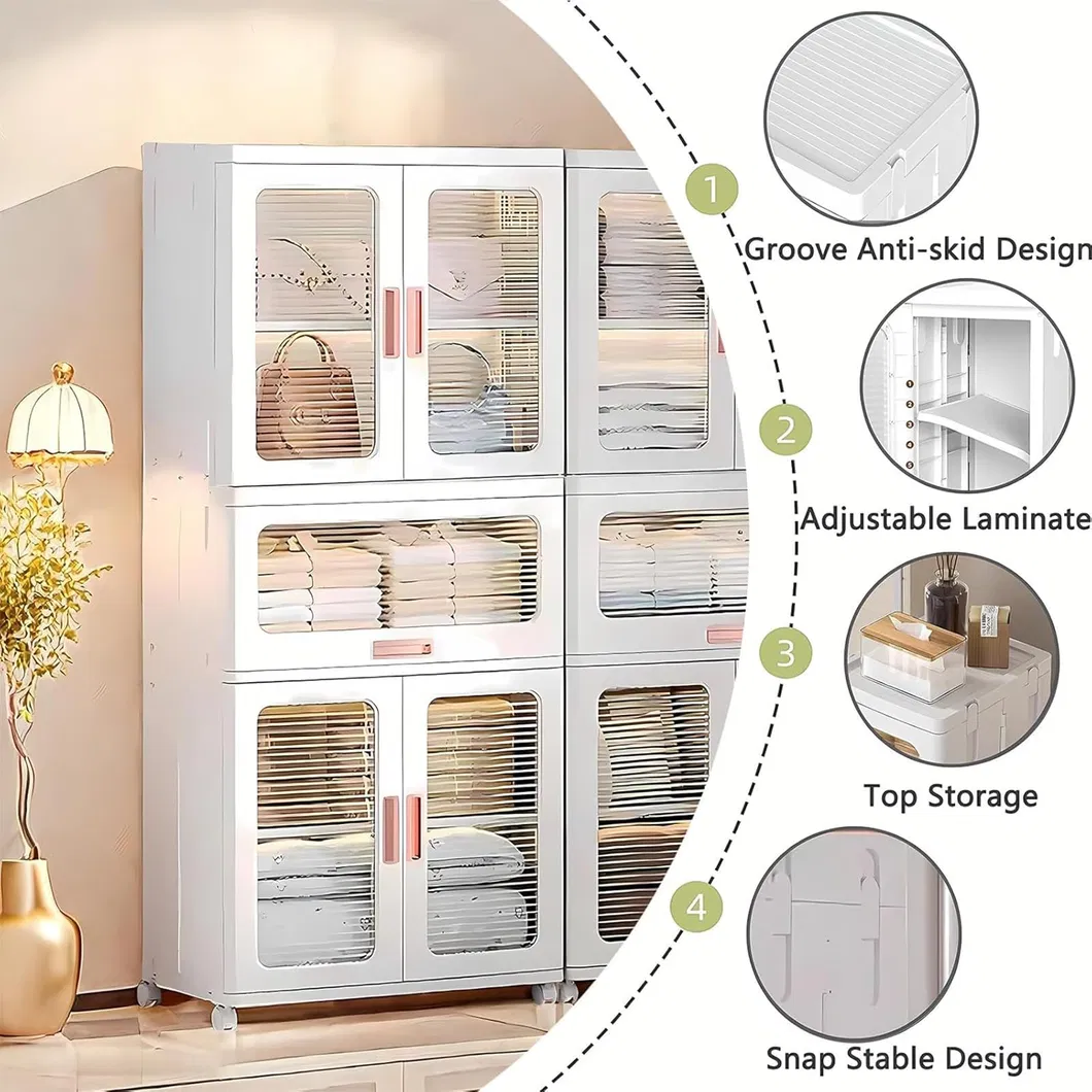 Storage Bins with Lids and Doors Magnetic Foldable Organization Storage Cabinet