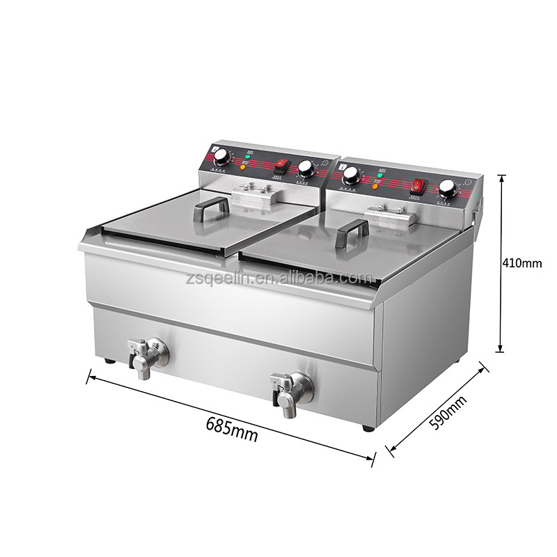 Commercial Electric 18L+18L Deep Fryer New Condition Potato Frying Machine for Restaurants Hotels Food Shops Farms Use
