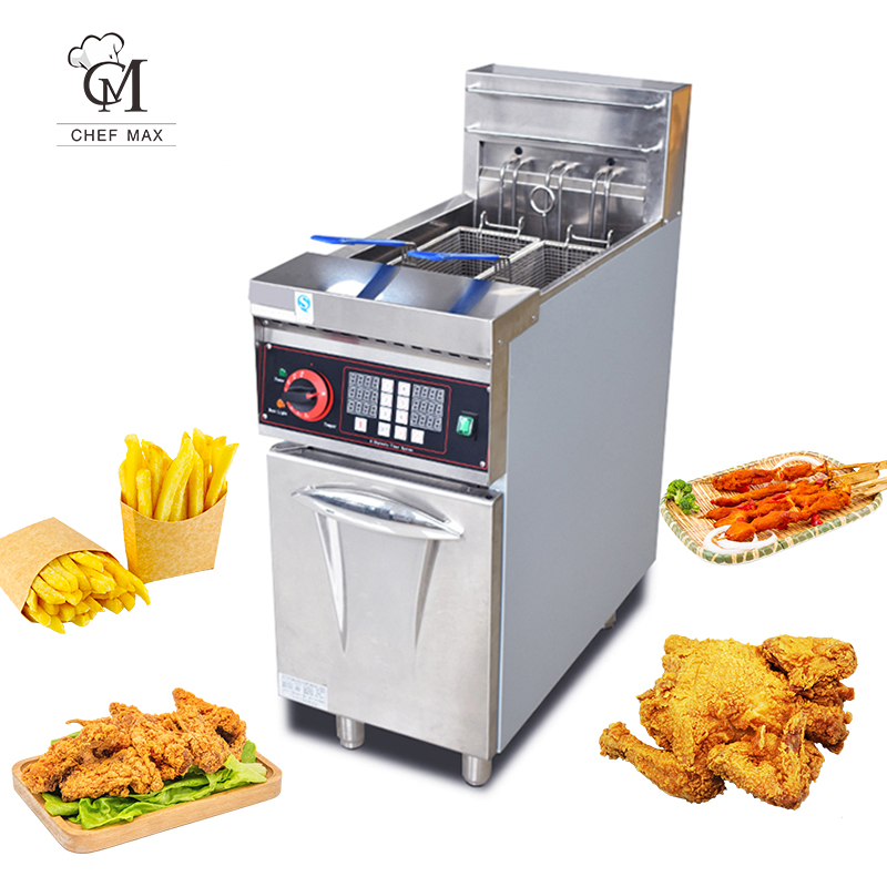 Chefmax 9000W Custom Electric Gas Chicken Double Tank Deep Fryer Frying Machine Restaurant New Product 2020 Stainless Steel 2021