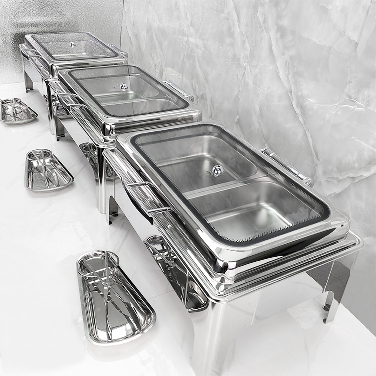 Restaurant Equipment Silver Chaffing Dishes Buffet Catering Stainless Steel Hydraulic Chafing Dish Buffet Set