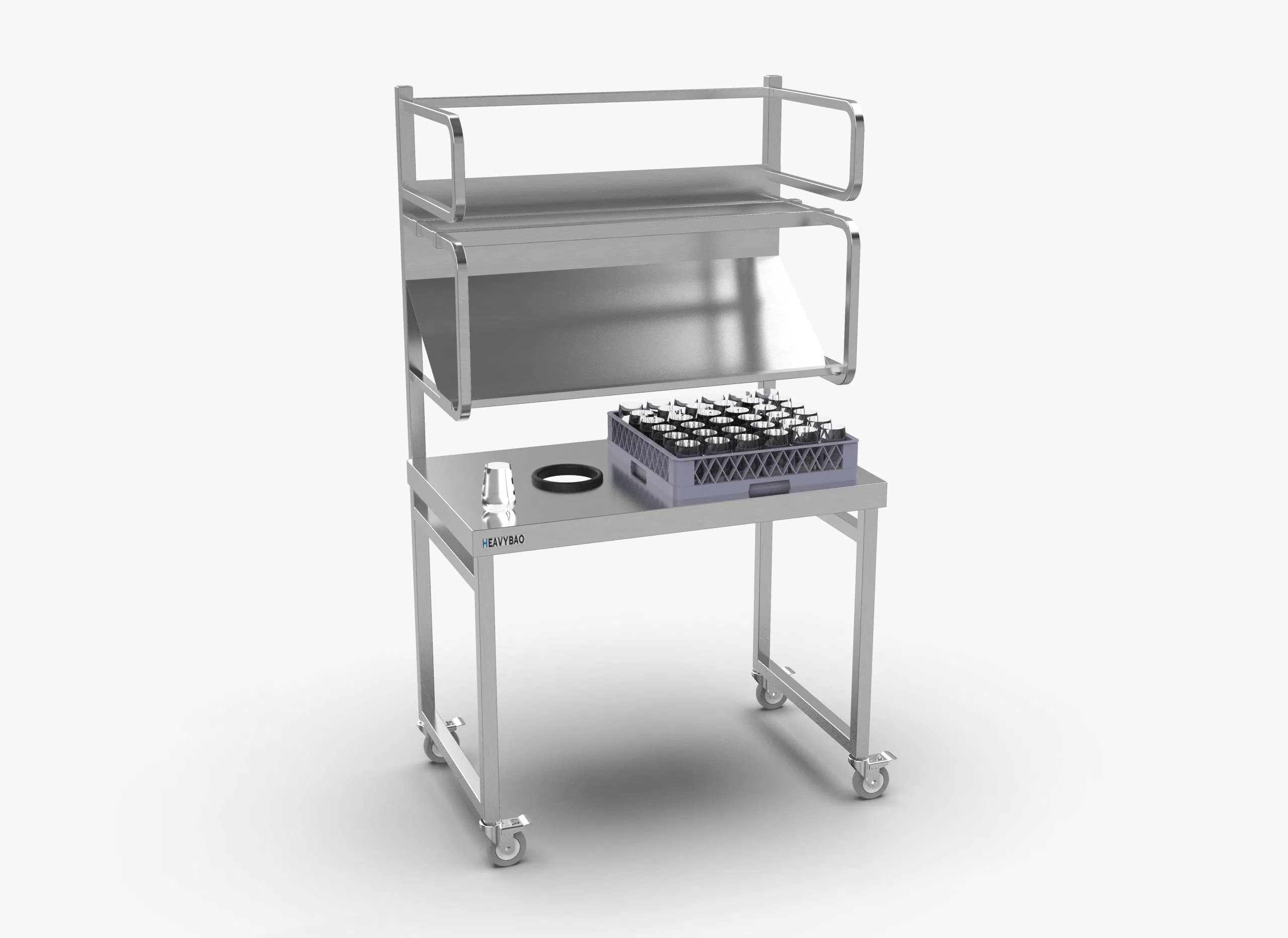 Heavybao Stainless Steel Commercial Worktop Worktable with Sloped Shelf for Racks and for Prep Washing