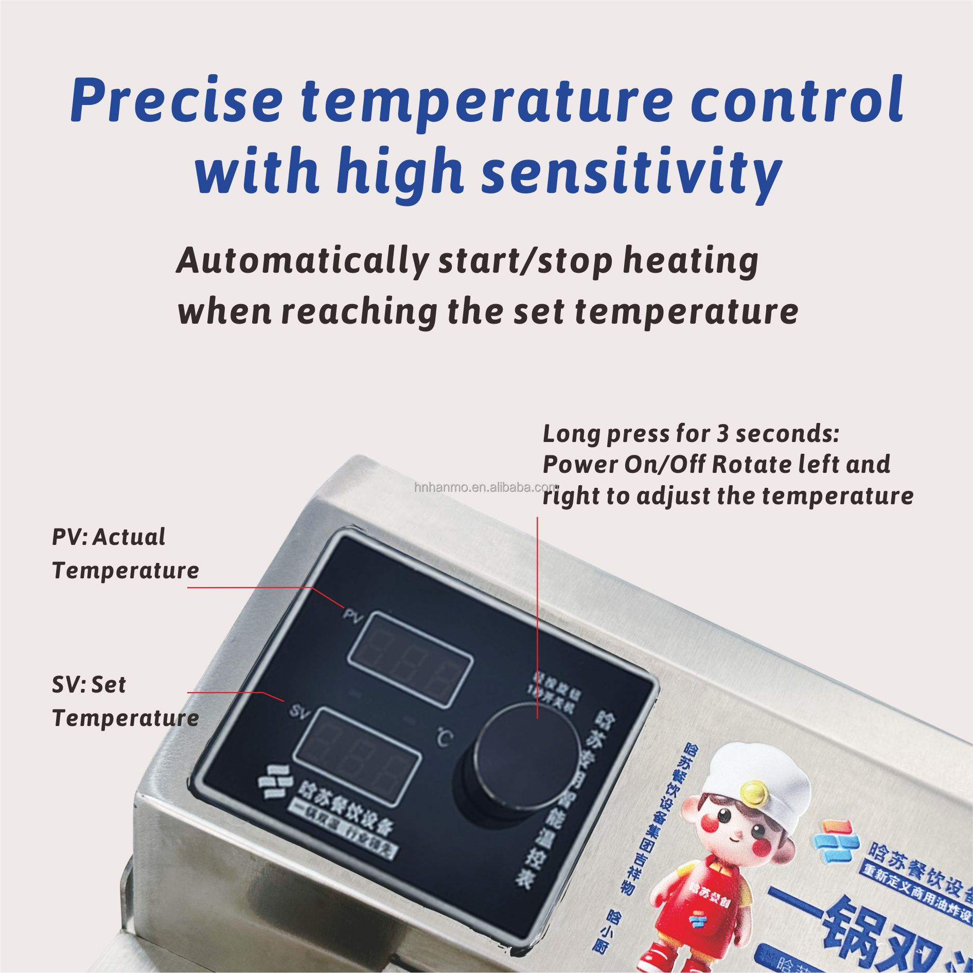 Hansu 12L Commercial Electric Fryer Digital Control Frying Machine Deep Fryer with Movable Heat Pipe Smart Control