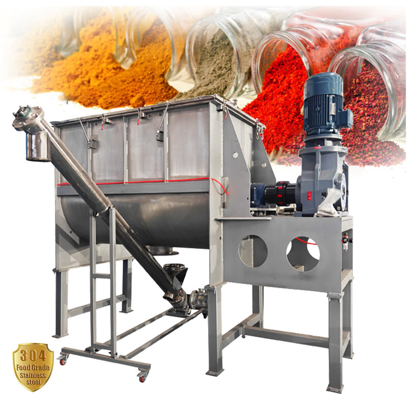 Professionally Mixing Blender Machine Stainless Steel Horizontal High Precise Large Quantities Horizontal Ribbon Mixer
