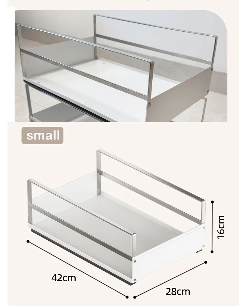 Multi-Tier Pull-out Condiment Storage Basket for Kitchen Cabinet Use