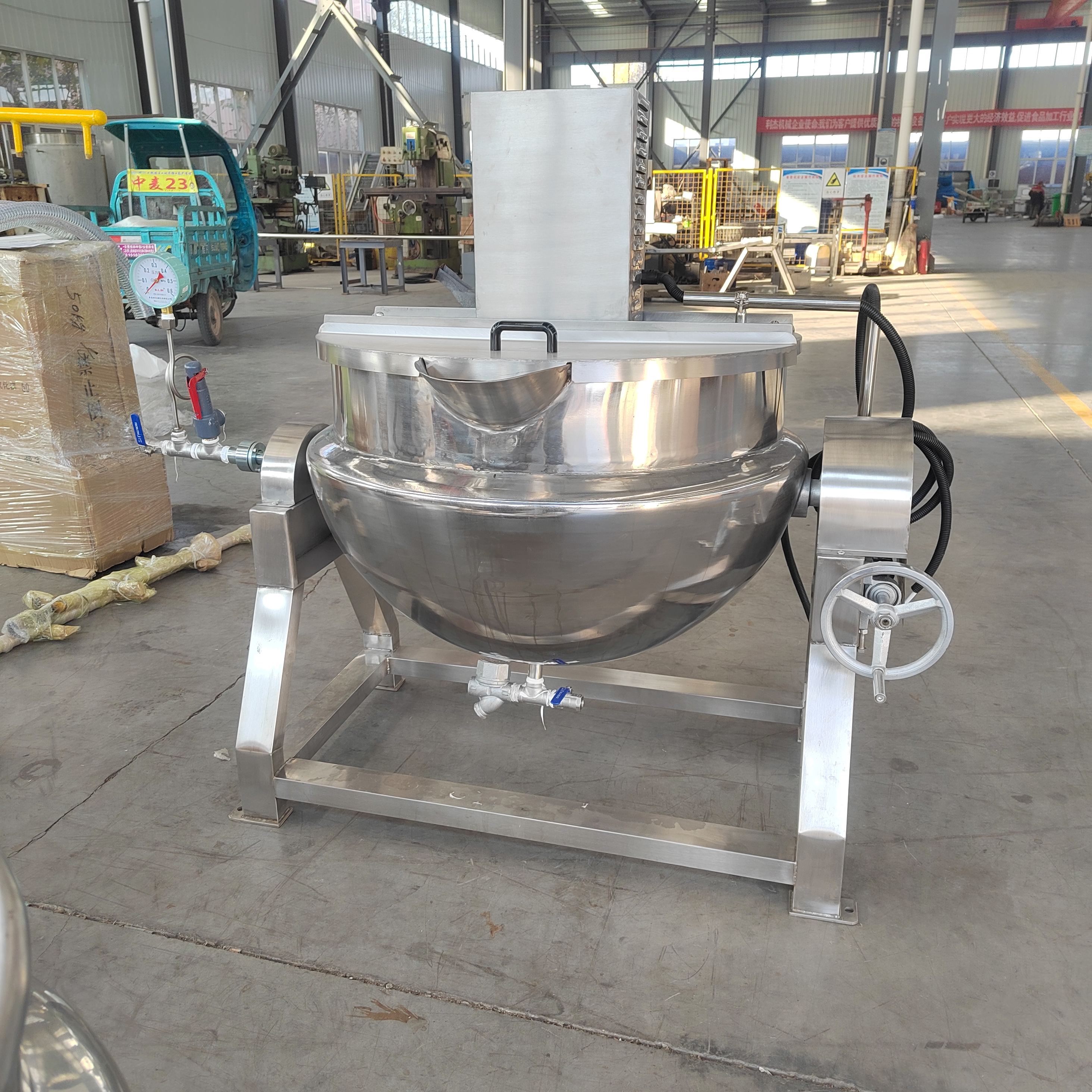 Industrial Steam Heating Sandwich Boiler Electric Tilt Fruit Jams Mixing Machine Jacketed Kettle Cooker Bakery Seasoning Plant