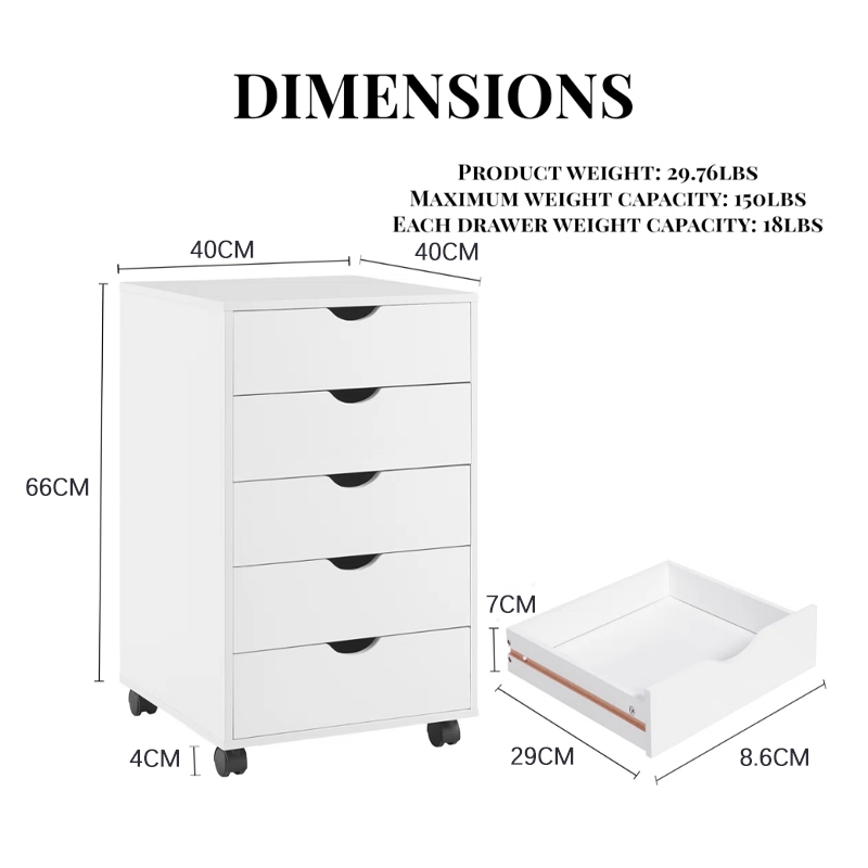 Factory Custom Wholesale MDF Mobile File Cabinet 5-Drawer Large Capacity