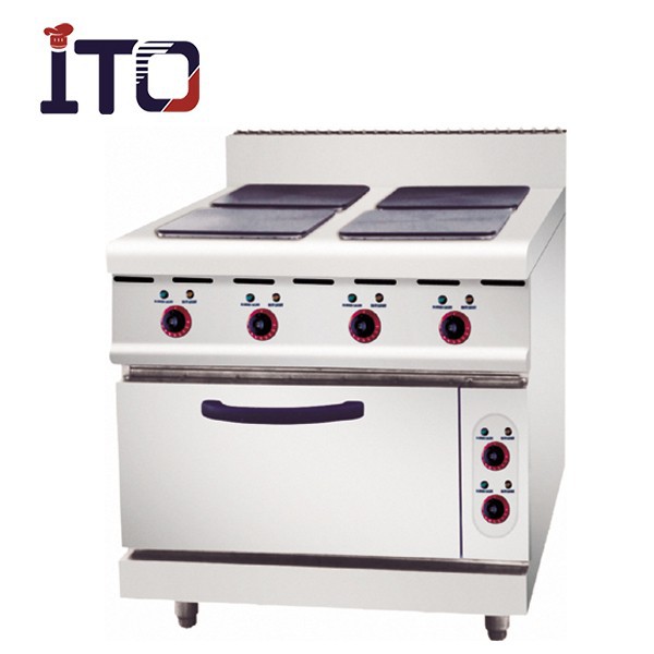 Industrial Freestand Stainless Steel Commercial 4 Burner Stove Electric Hot Plate With Oven