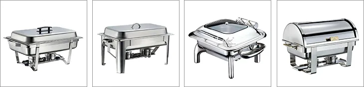 Banquet Party Double Heater Food Warmer Stainless Steel Stable Feets Oblong Chafing Dish Buffet