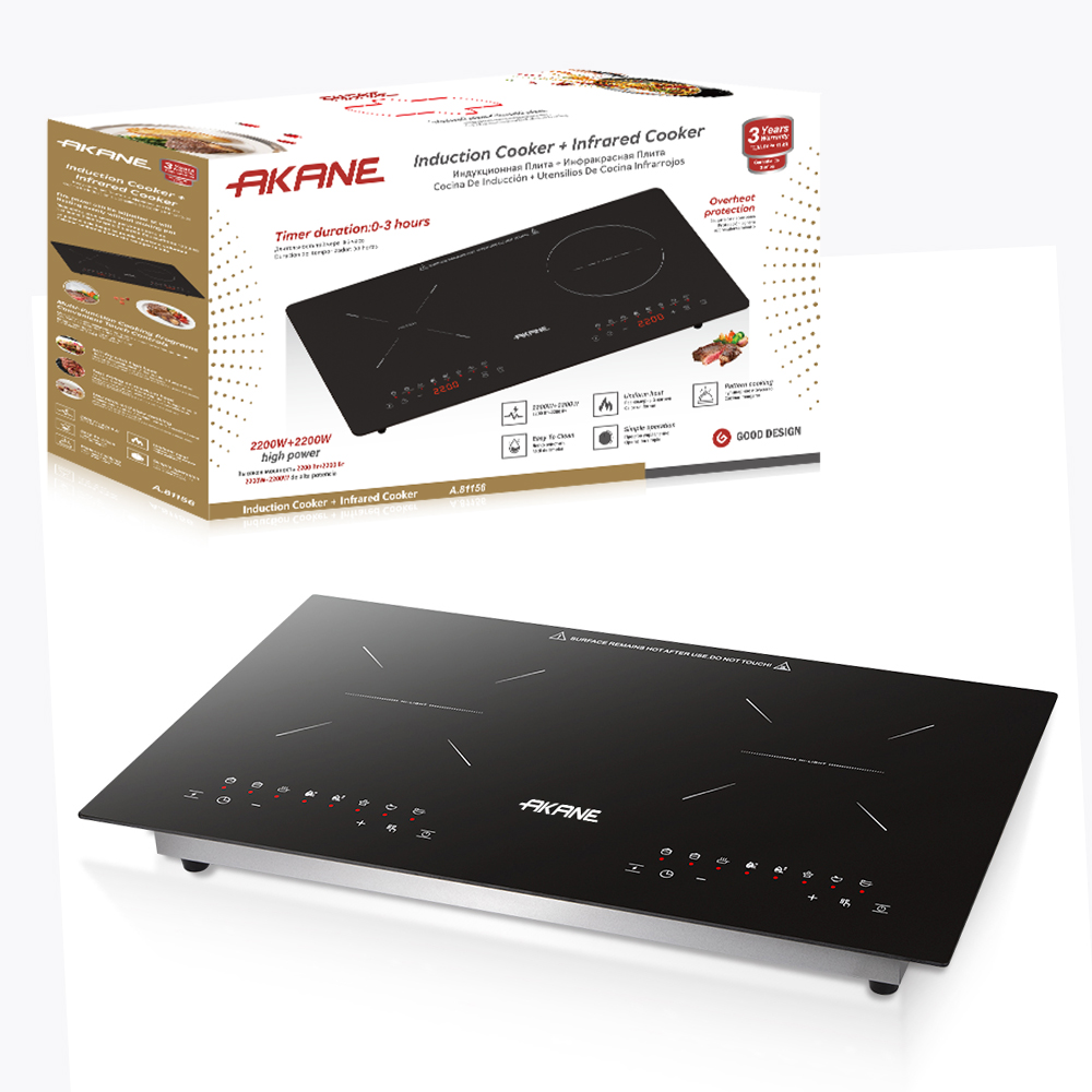 AKANE Induction Cooker + Infrared Cooker Cocina De Induction + Utensilios De Cocina Infrarrojos 4400W Dual Heating Plate