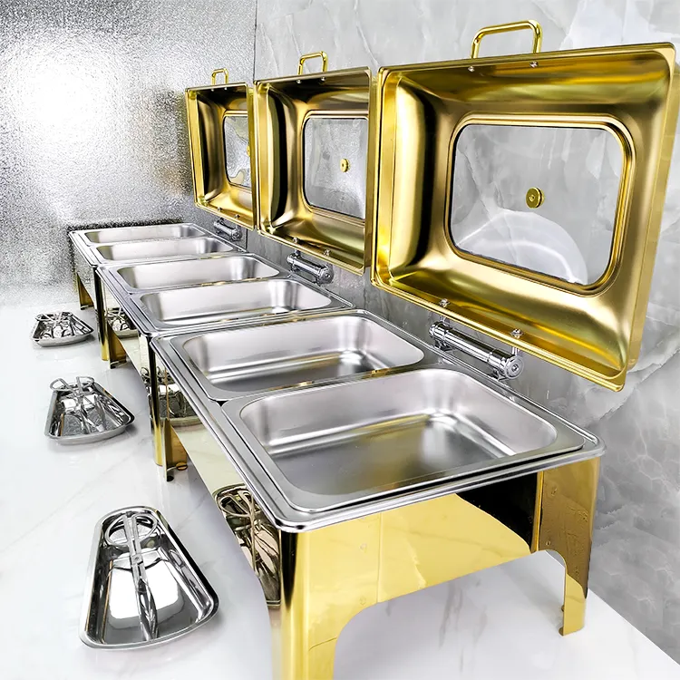 Gold Catering Equipment Buffet Stove Heating Hotel Use Chafing Dish