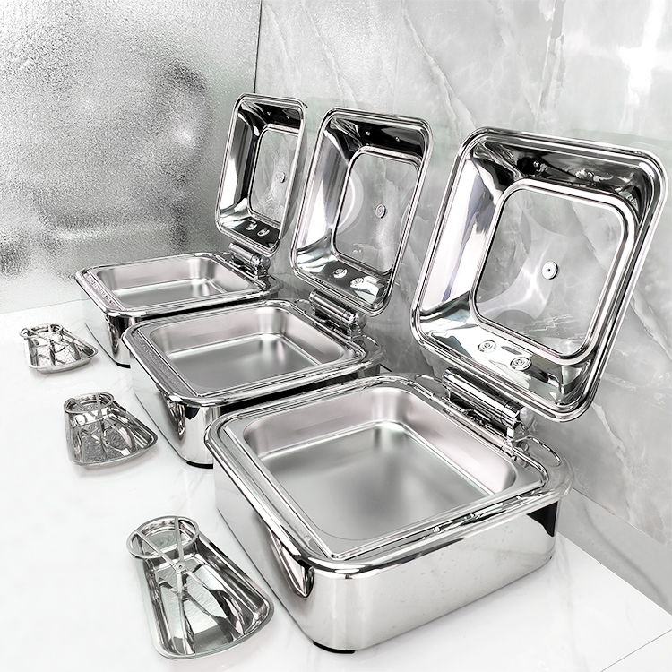 Luxury Square Buffet Chafing Dish for Hotel &amp; Restaurant Display Stainless Steel Electric Food Warmer