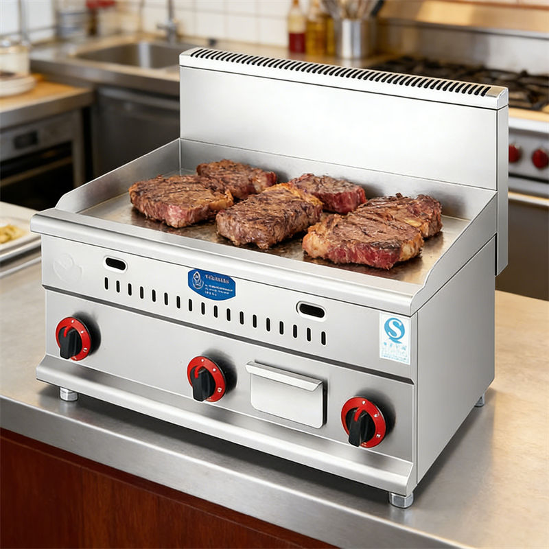 HELAXEN Gas-Electric Integrated Teppanyaki Griddle for Stall Use | Steak Squid Pancake Cooking Equipment