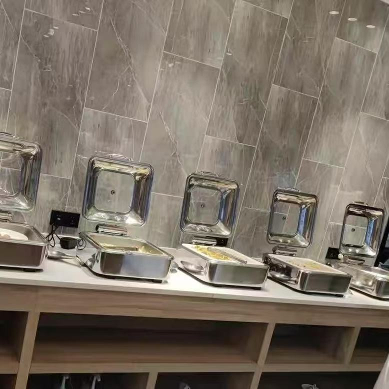 Luxury Square Buffet Chafing Dish for Hotel &amp; Restaurant Display Stainless Steel Electric Food Warmer