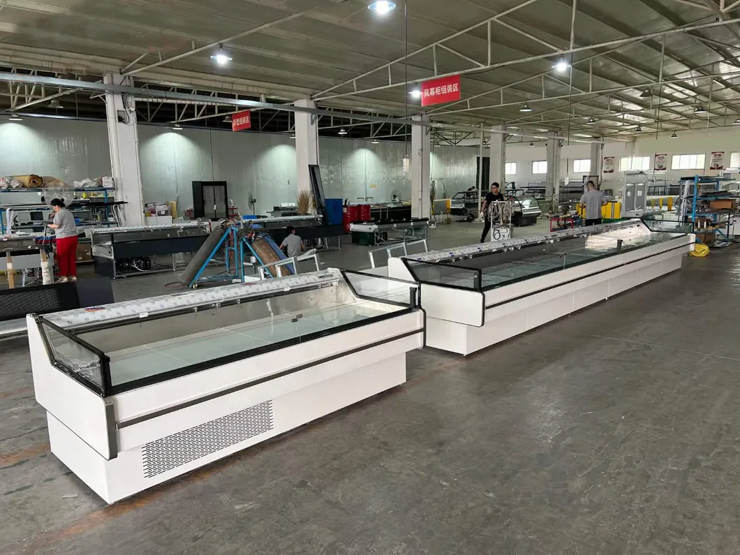 Supermarket Counter Horizontal Refrigerator Beef and Mutton Frozen Display Cabinet Open Chiller Chest Freezer