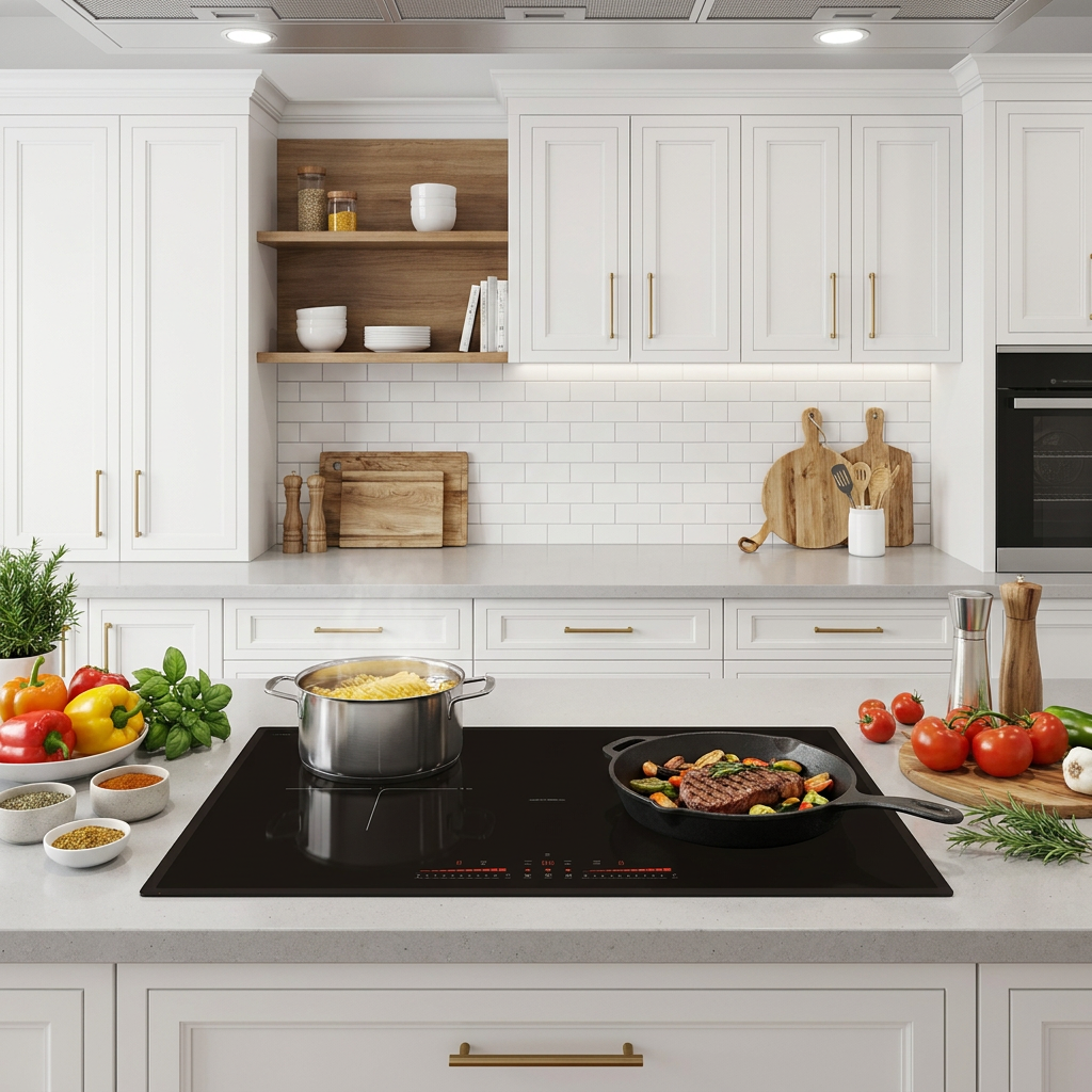 4000W 2 Cooking Zones Black Built-in Induction Cooker Glass Surface Sensor Touch Control Energy-Saving for Household Use