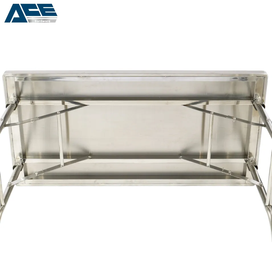 201 Stainless Steel Folding Workbench Durable Commercial Prep Table with Storage Shelf
