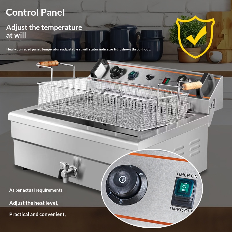 Crownwing Commercial Double Electric Industrial Deep Fryer Automatic Chips Function Removable Basket Lift Stainless Steel 6KW