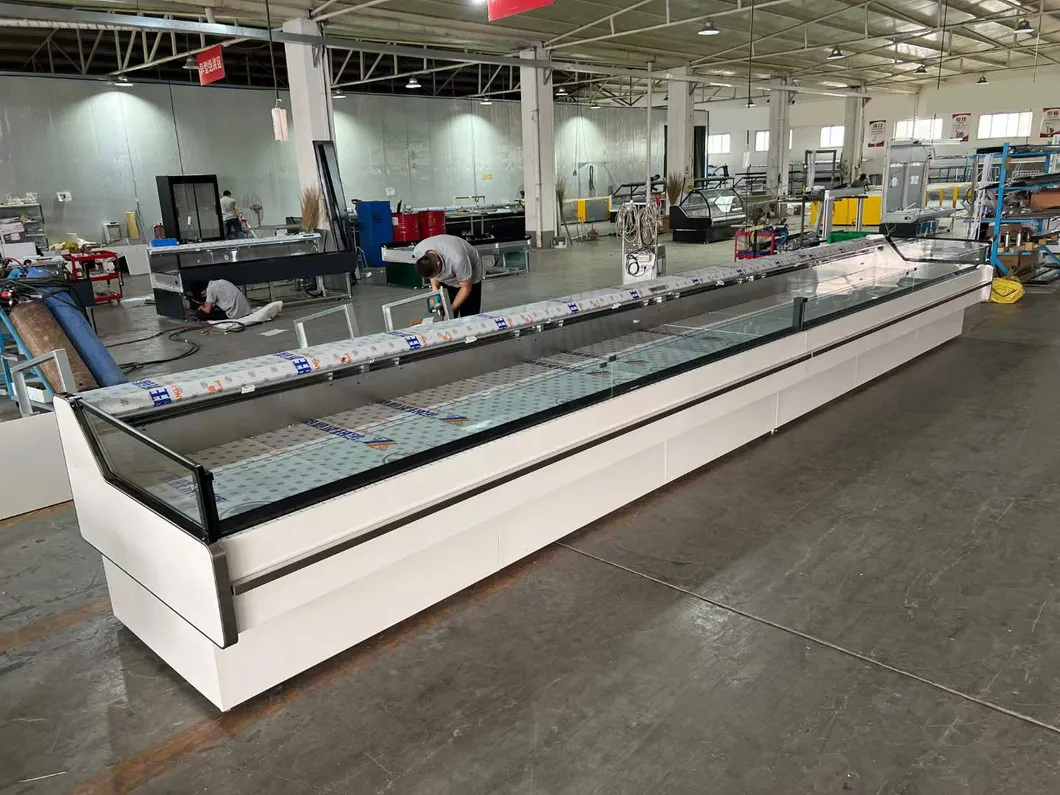 Supermarket Counter Horizontal Refrigerator Beef and Mutton Frozen Display Cabinet Open Chiller Chest Freezer