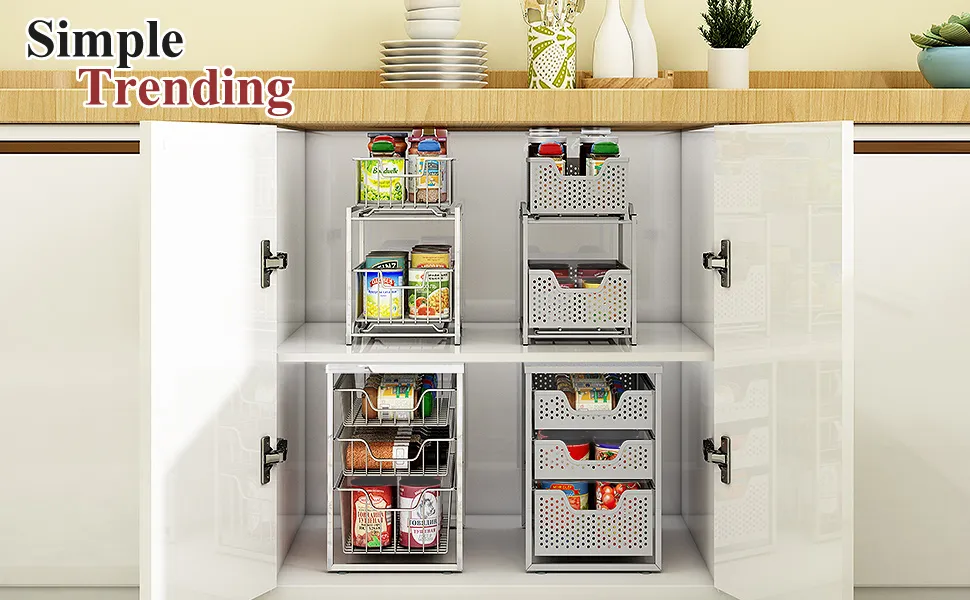 2-Tier Under Sink Cabinet Organizer with Sliding Storage Drawer