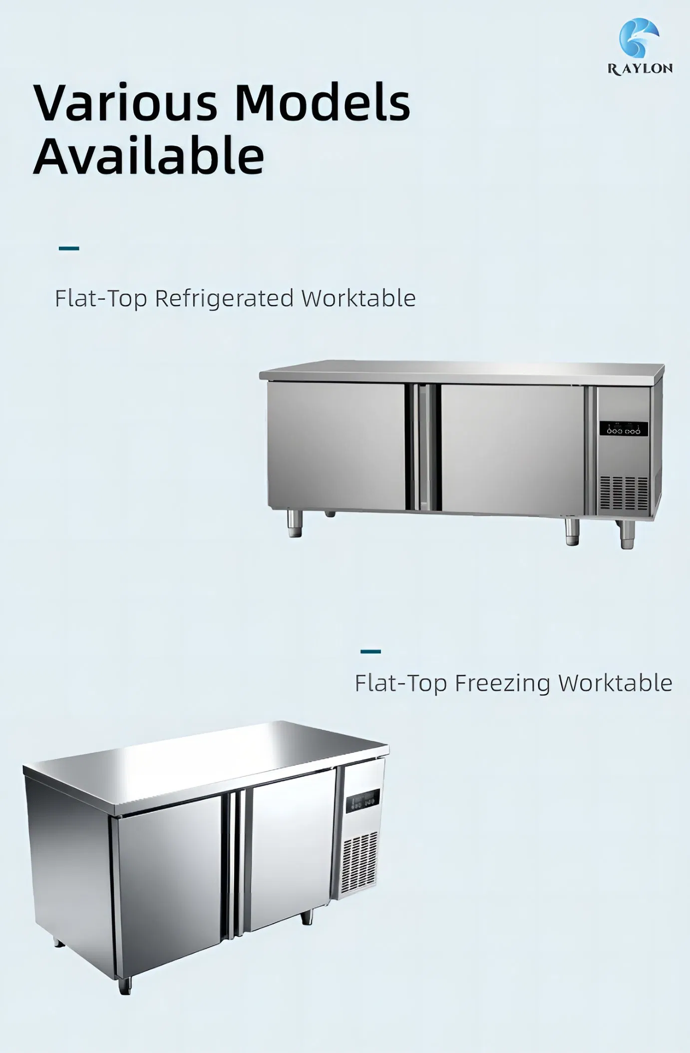 Commercial Refrigerated Prep Worktable Stainless Steel for Bakery
