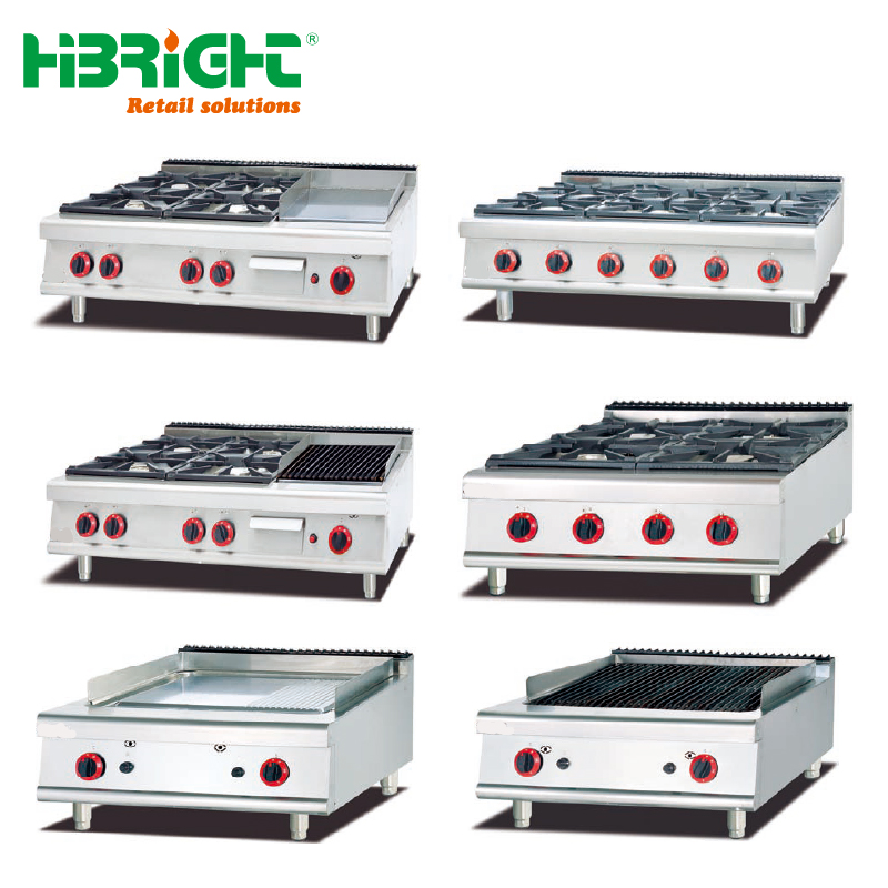 Highbright Hot Sale Commercial Counter Top Four Burner Stainless Steel Gas/Electric Cooking Range Griddle 220-240V Restaurants