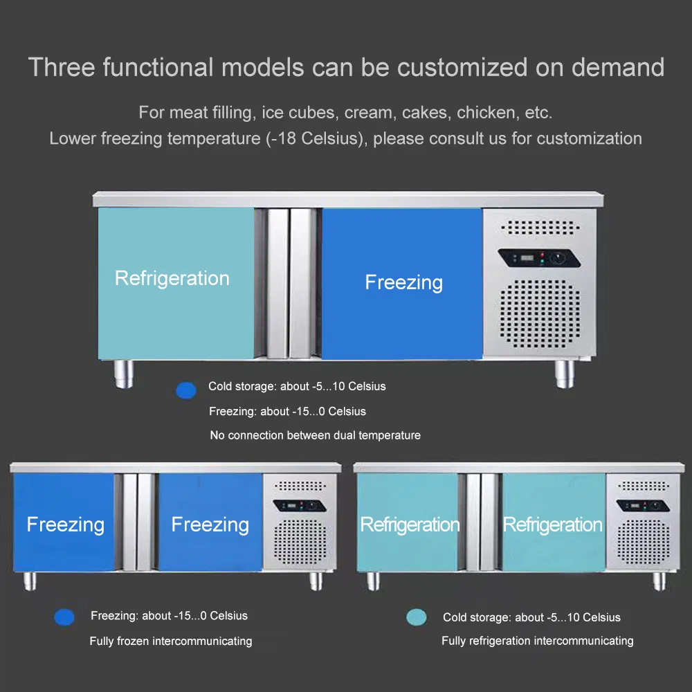 Food Prep Workbench Stainless Steel Kitchen Under Counter Refrigerating Worktable