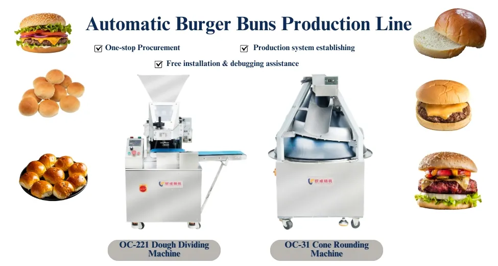 Automatic Hamburger Burger Buns Production Line Dough Divider Rounder Bread Complete Baking Machine Bakery Equipment