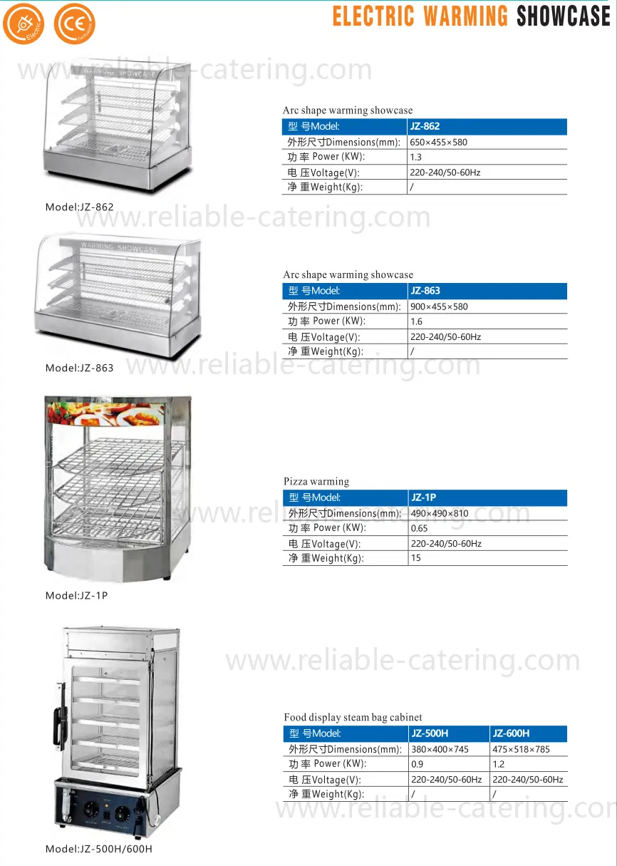 Stainless Steel Glass Door Display Showcase Cabinet Food Warmer to Heating Storage Unit
