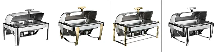 Banquet Party Double Heater Food Warmer Stainless Steel Stable Feets Oblong Chafing Dish Buffet