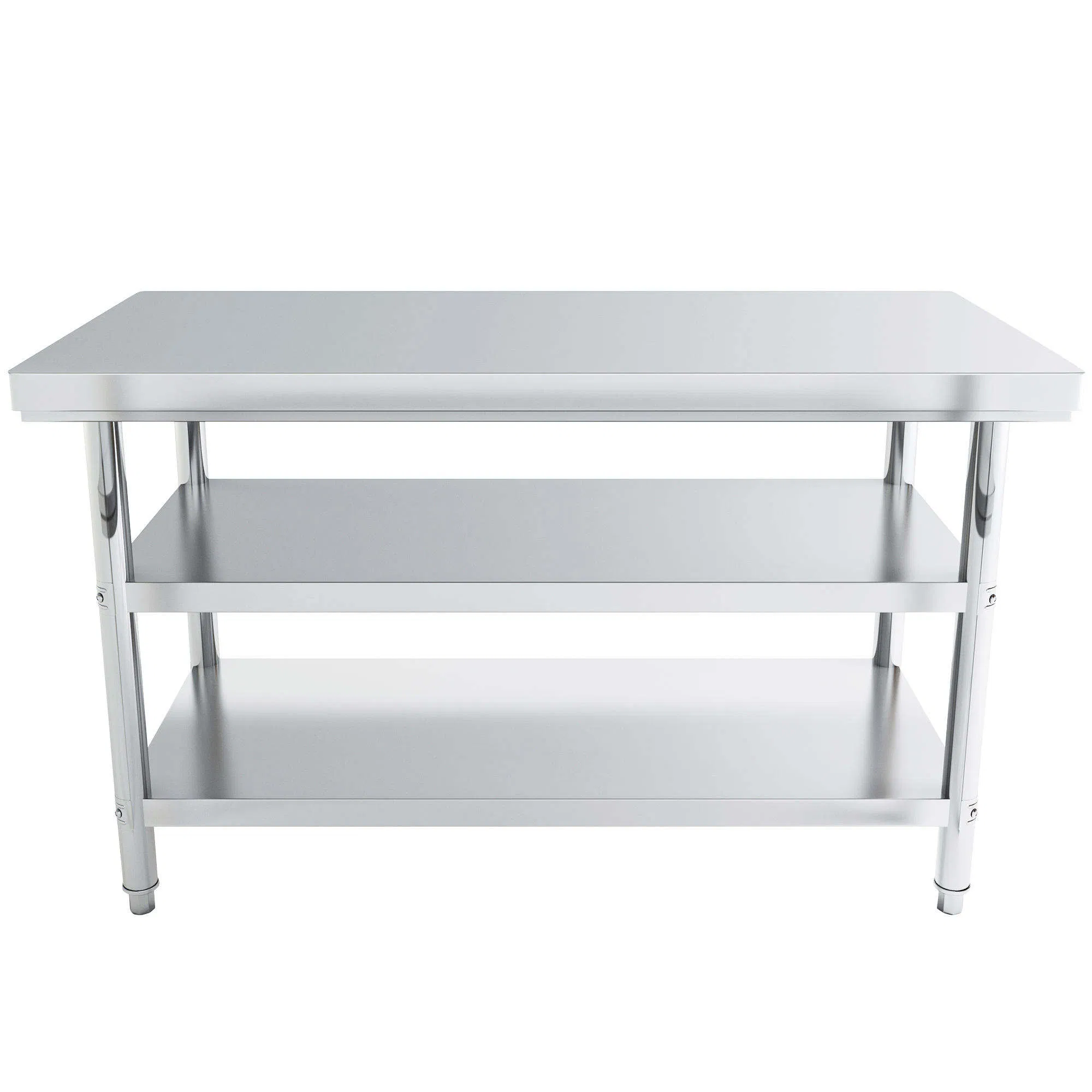 Double Three Layer Stainless Steel Worktable Heavy Duty Commercial Kitchen Prep Bench